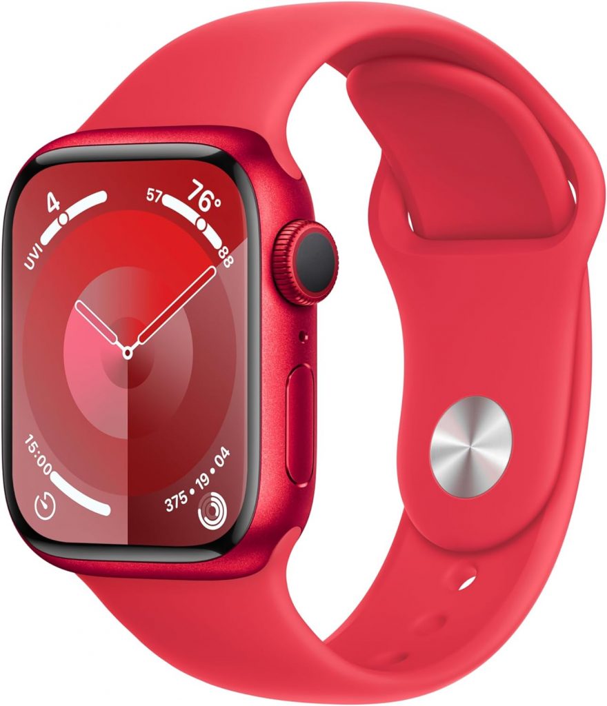 A red Apple Watch with a red band makes for a great accessible gift